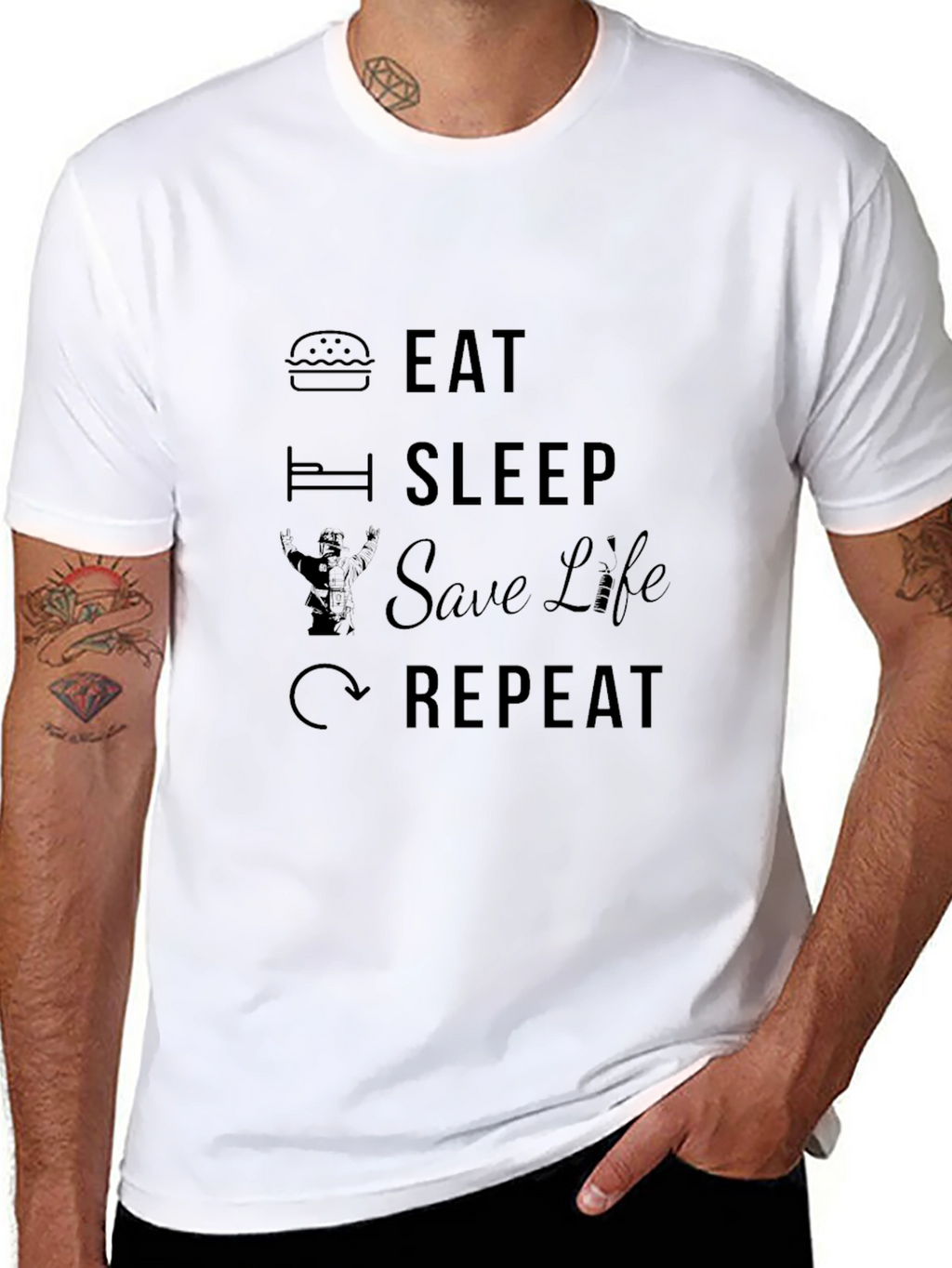 Eat Sleep Save Life Repeat Black T-Shirt
