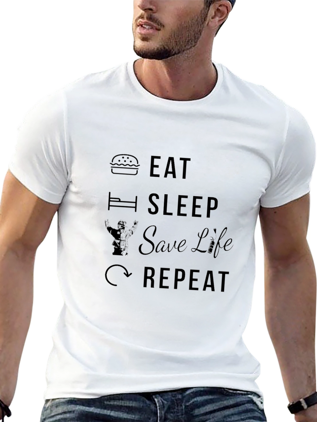 Eat Sleep Save Life Repeat Black T-Shirt