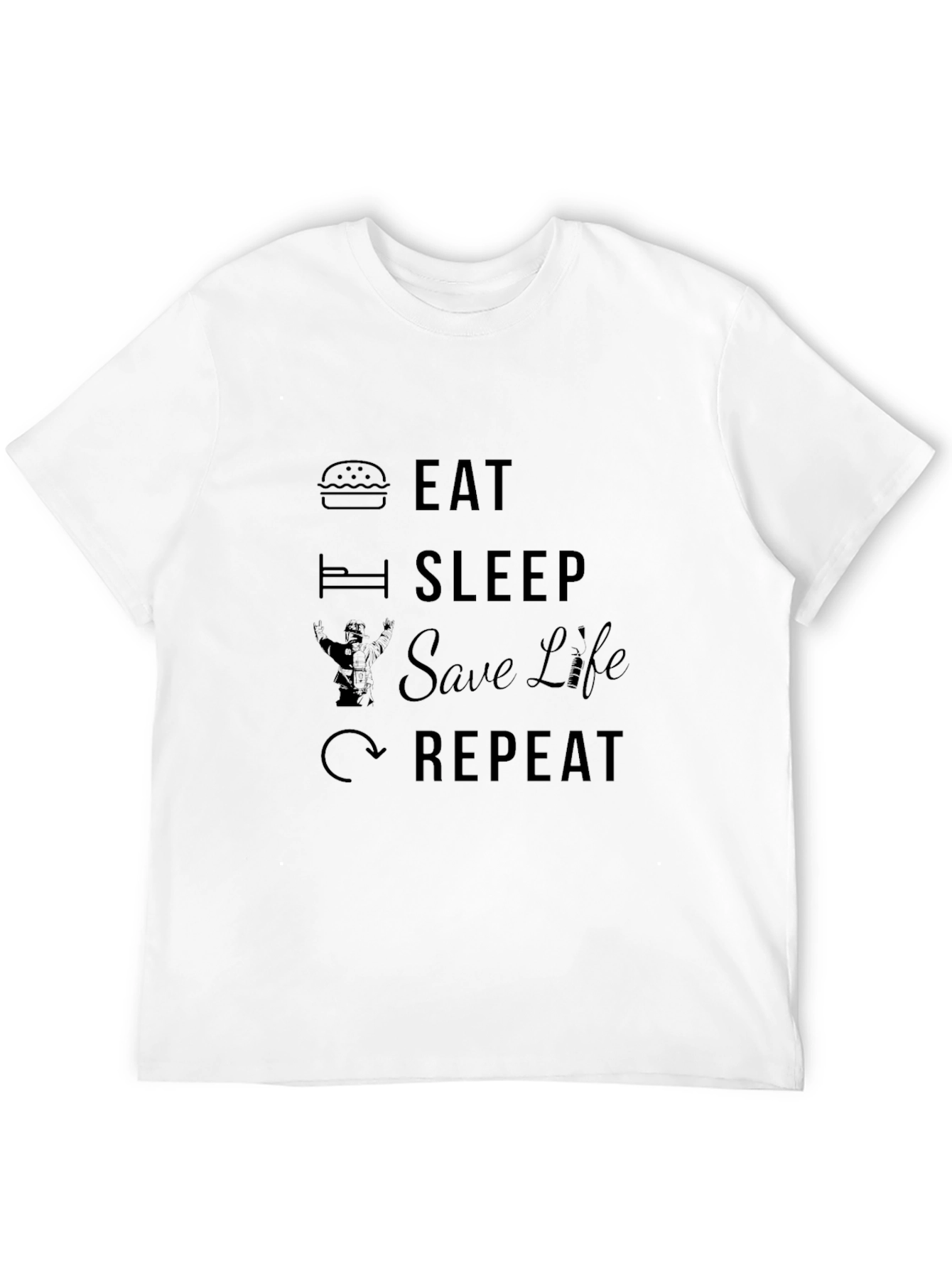 Eat Sleep Save Life Repeat Black T-Shirt