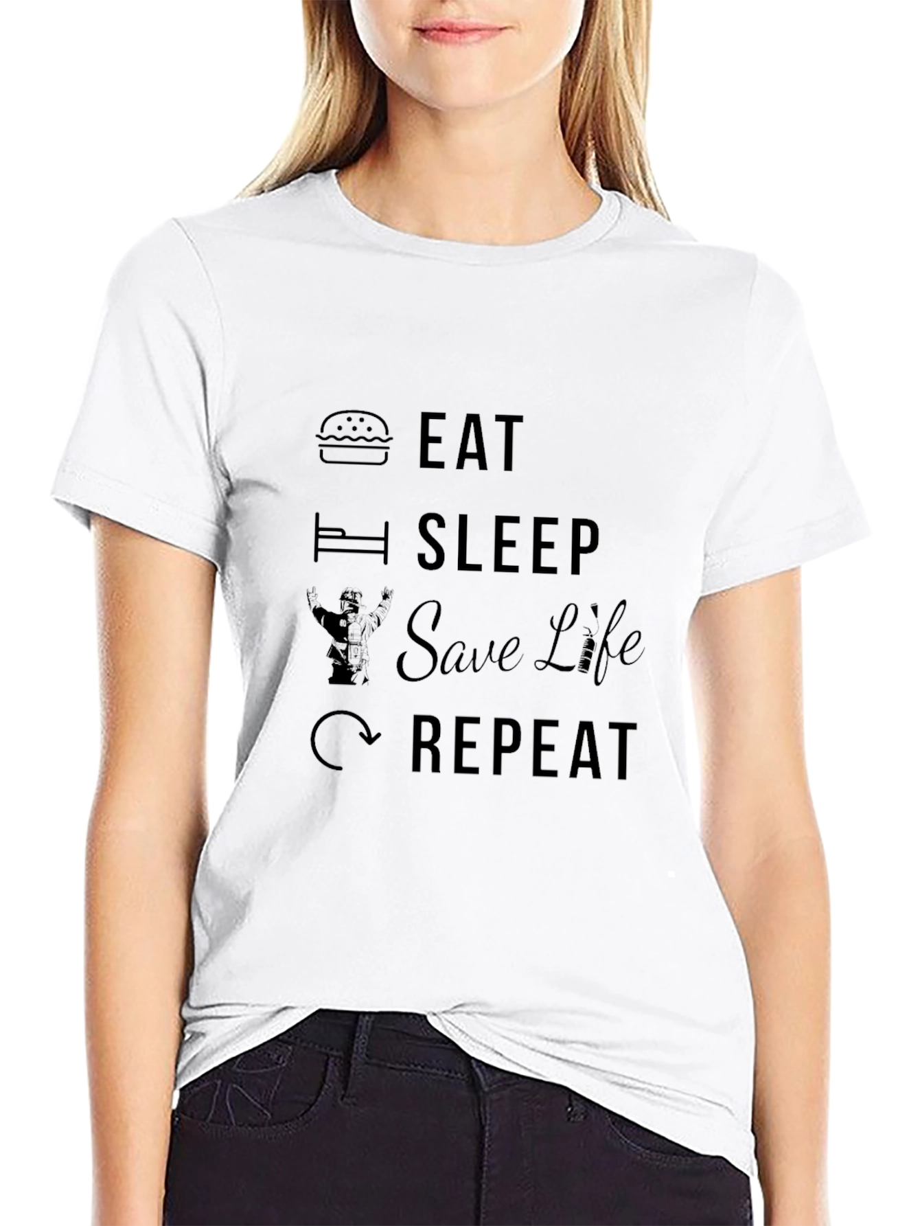 Eat Sleep Save Life Repeat Black T-Shirt