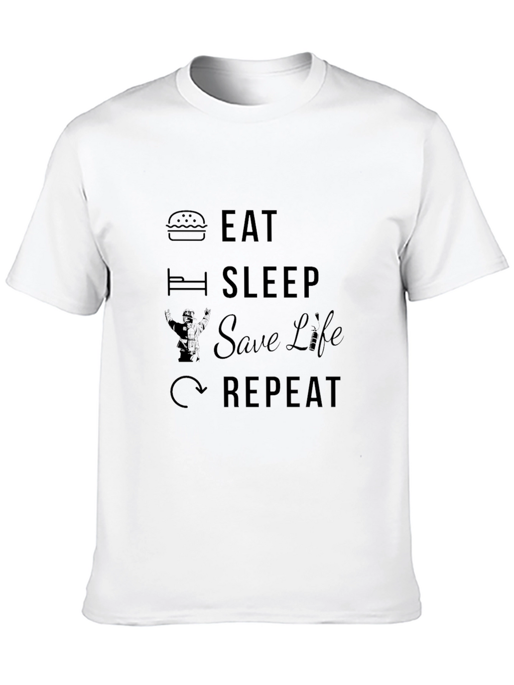 Eat Sleep Save Life Repeat Black T-Shirt