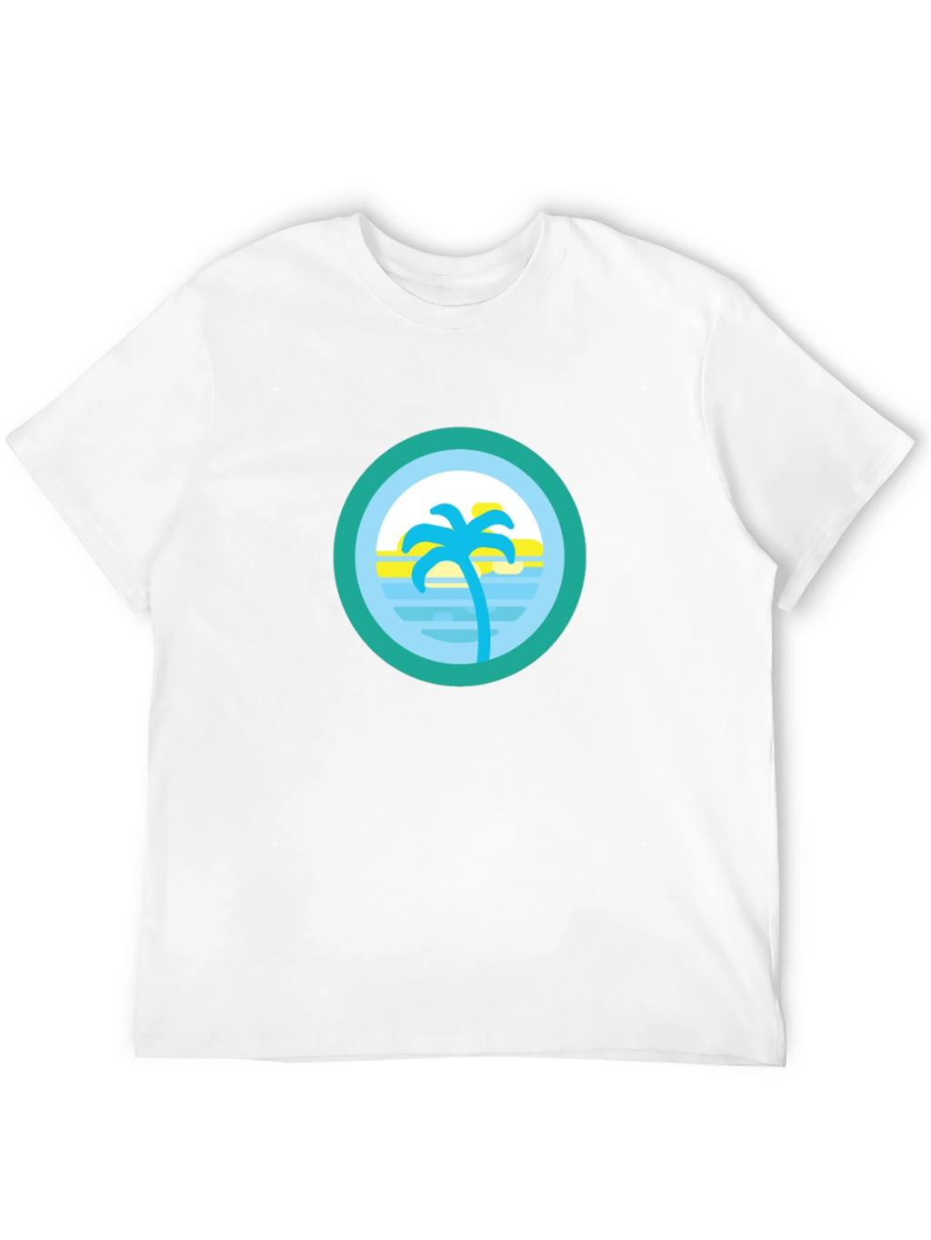 Tropical Palm Tree Circle Graphic Tee - Black