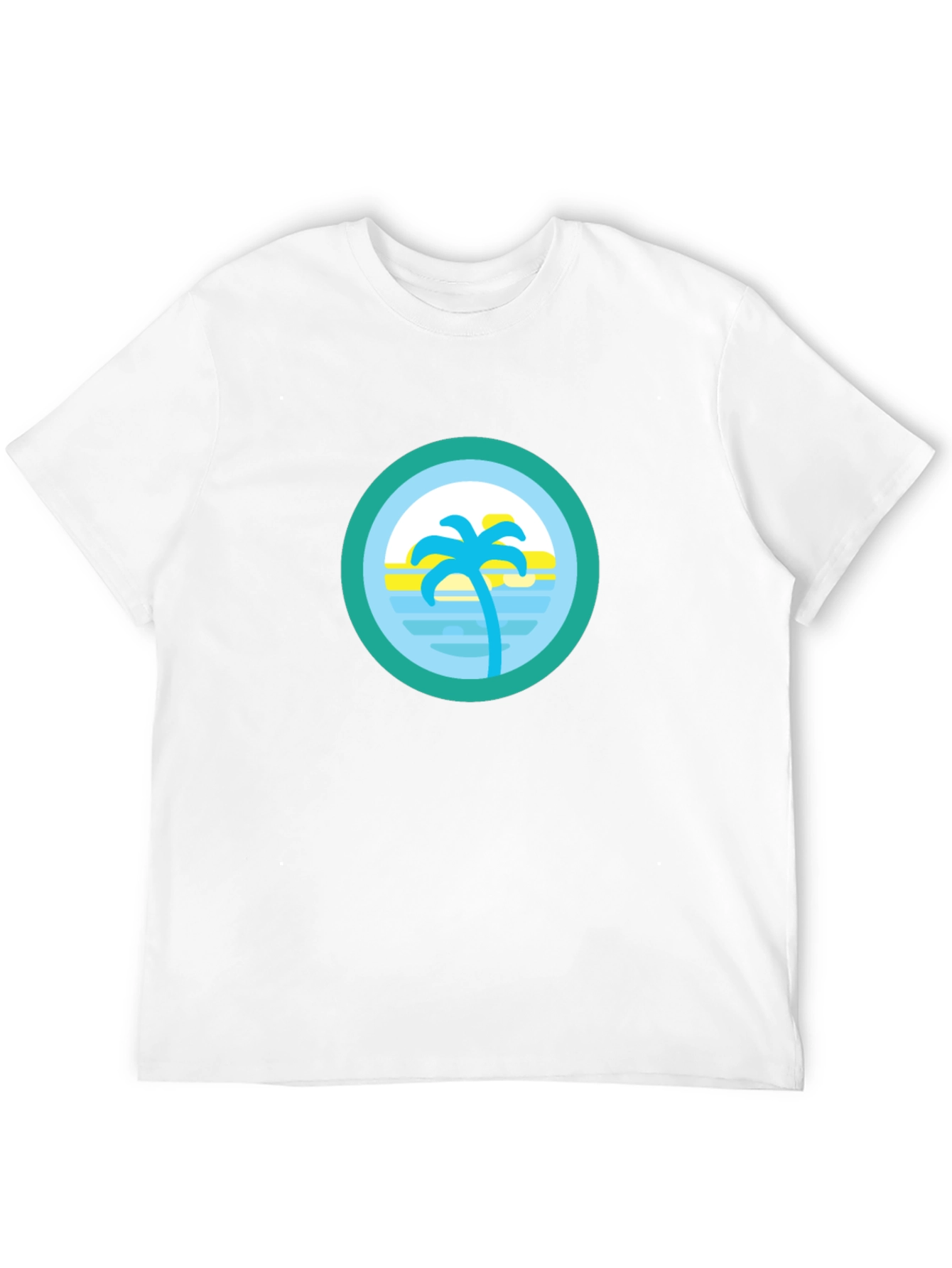 Tropical Palm Tree Circle Graphic Tee - Black
