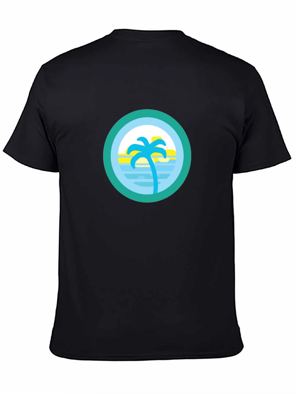 Tropical Palm Tree Circle Graphic Tee - Black