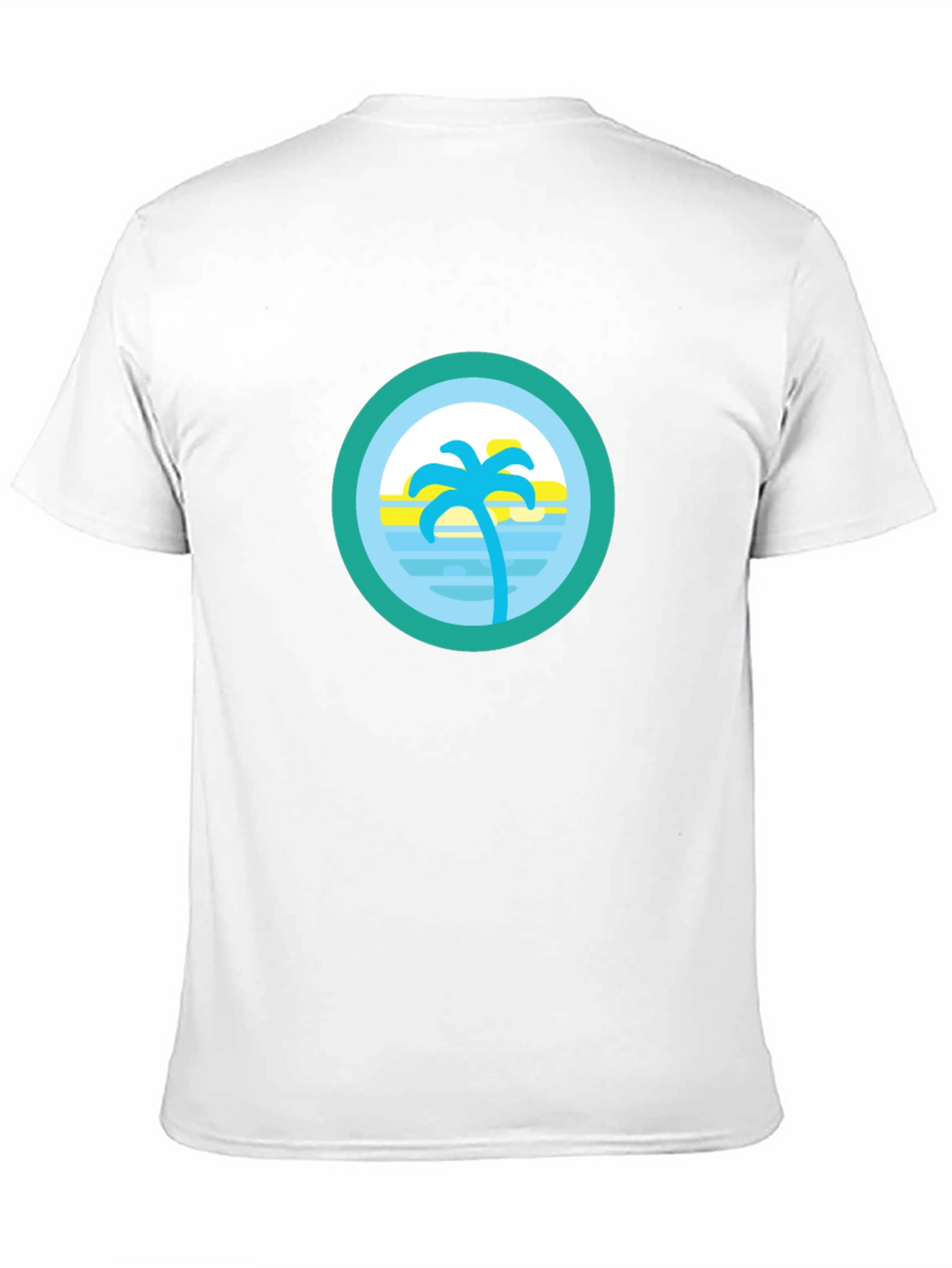 Tropical Palm Tree Circle Graphic Tee - Black