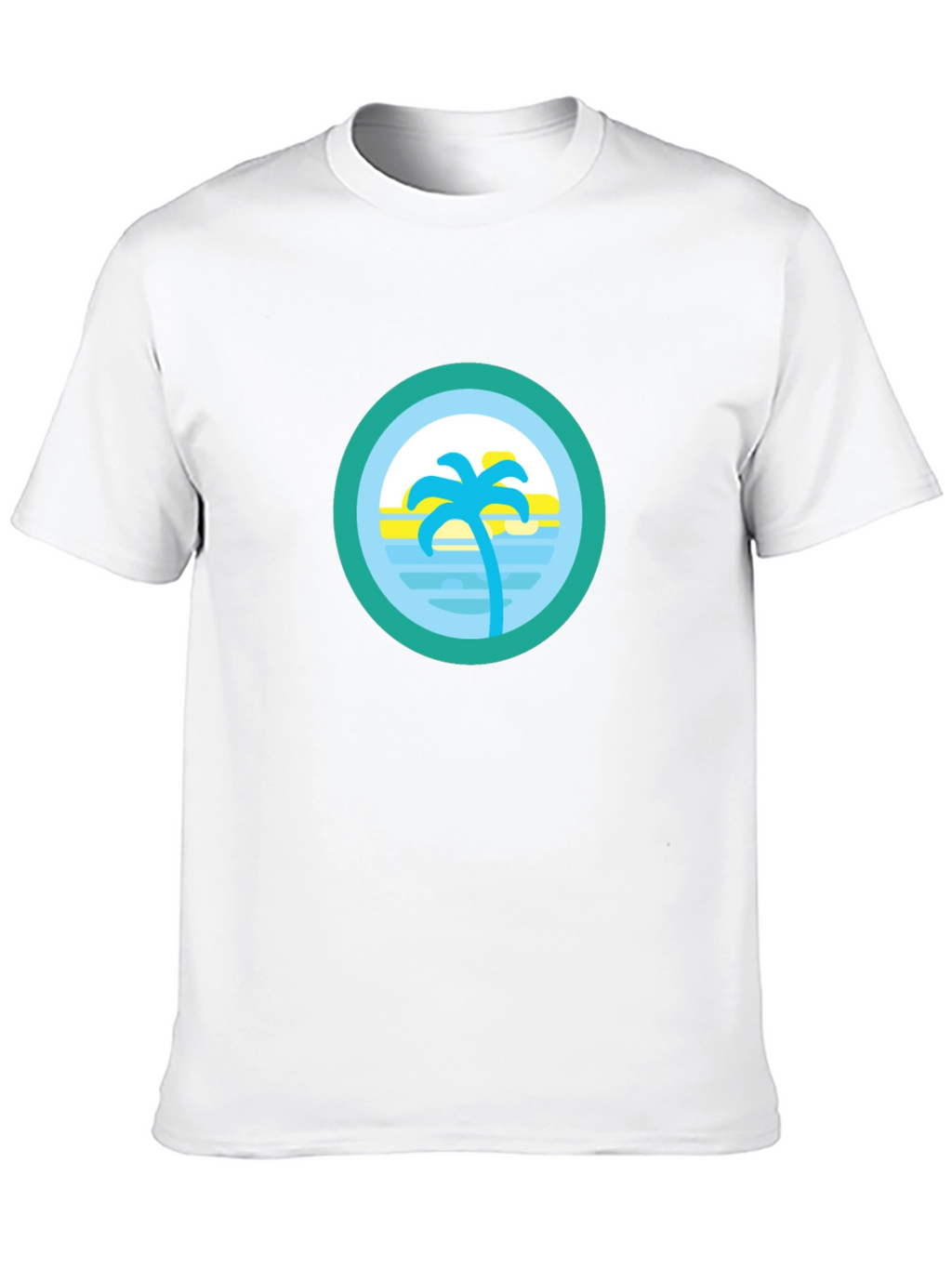 Tropical Palm Tree Circle Graphic Tee - Black