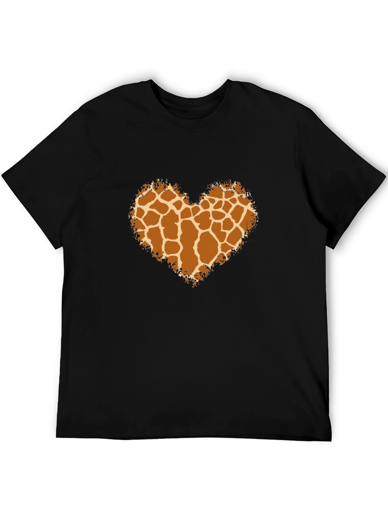 Giraffe Print Heart Tee - Black Unisex Shirt
