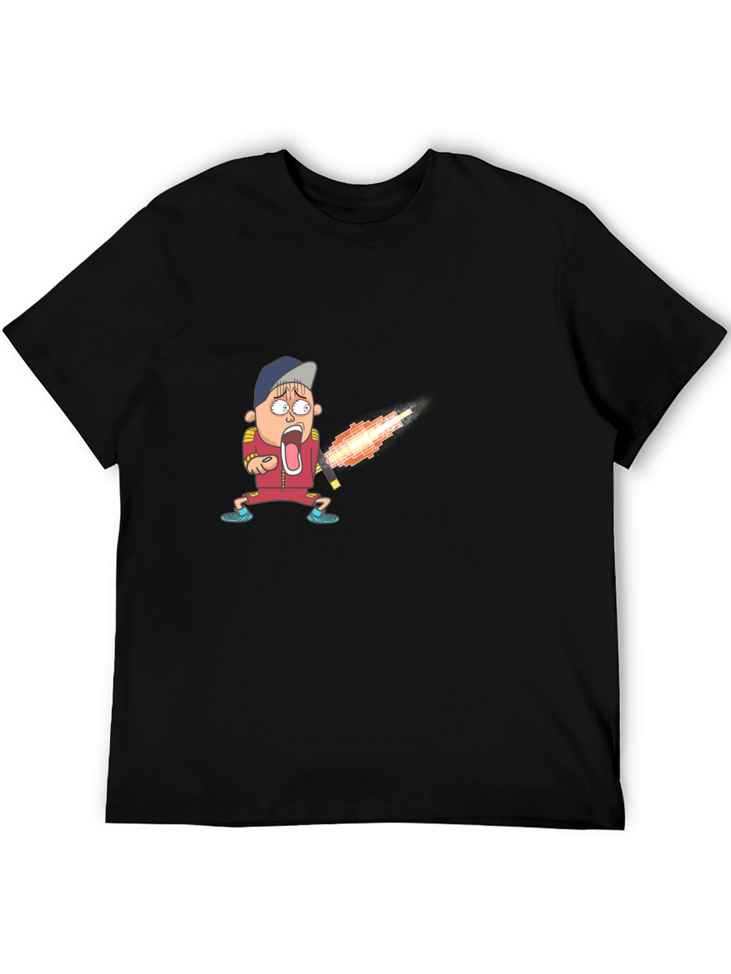 Cartoon Boy Fireball T-Shirt - Unique Graphic Tee