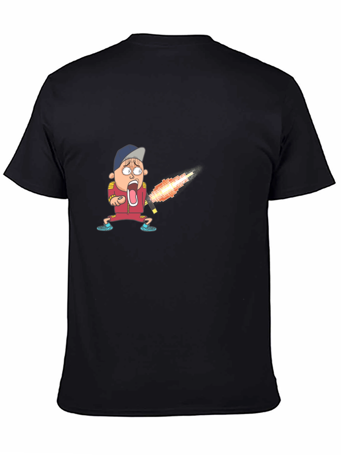 Cartoon Boy Fireball T-Shirt - Unique Graphic Tee