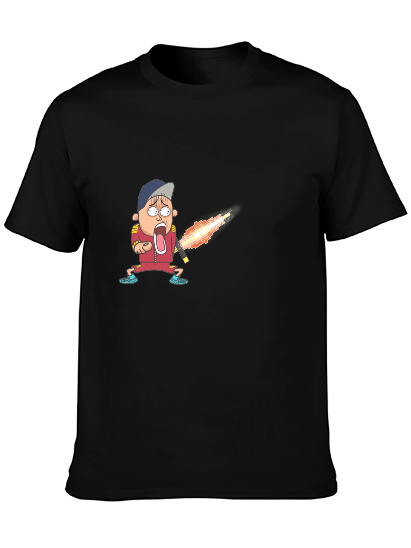 Cartoon Boy Fireball T-Shirt - Unique Graphic Tee