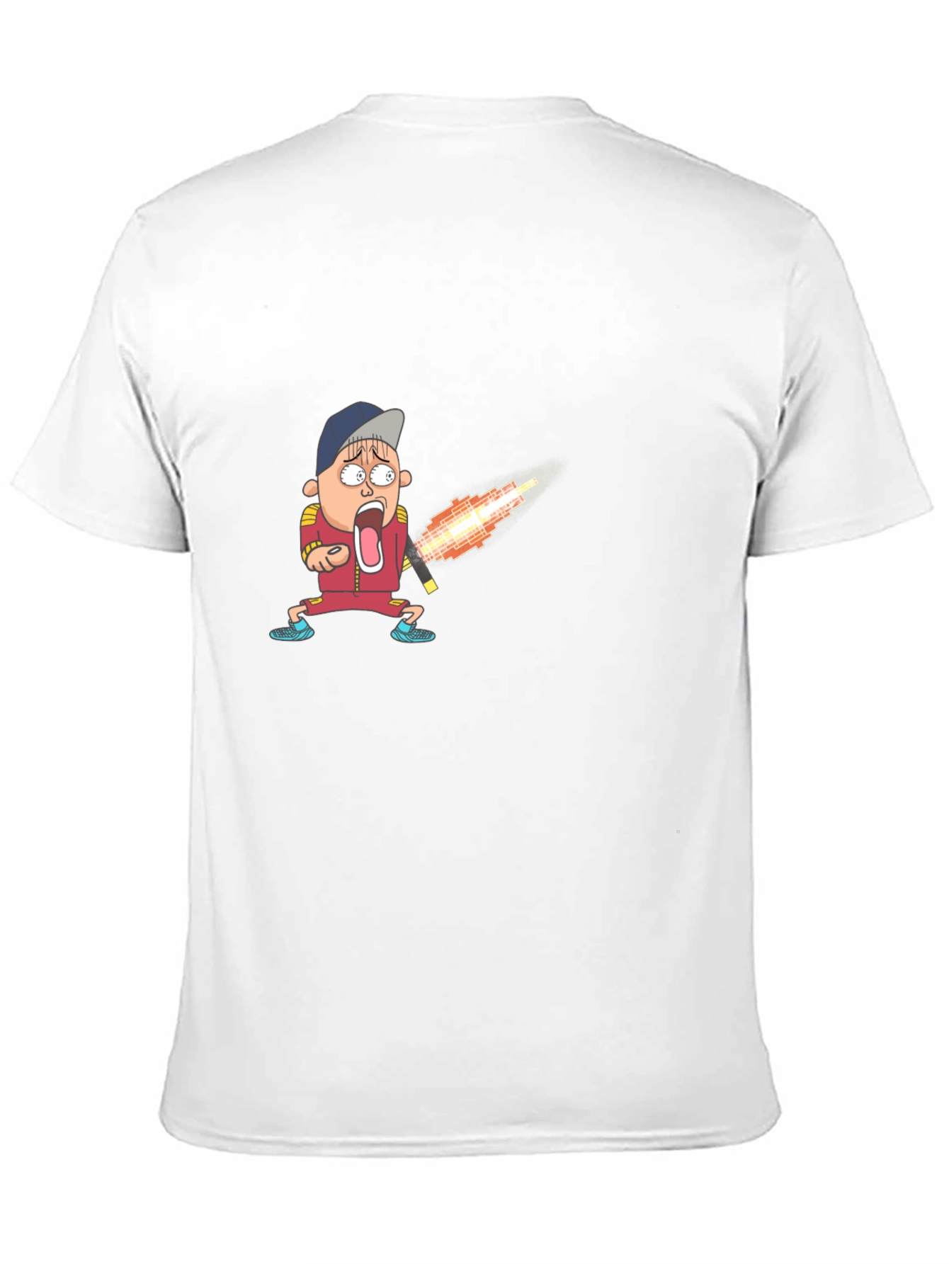 Cartoon Boy Fireball T-Shirt - Unique Graphic Tee