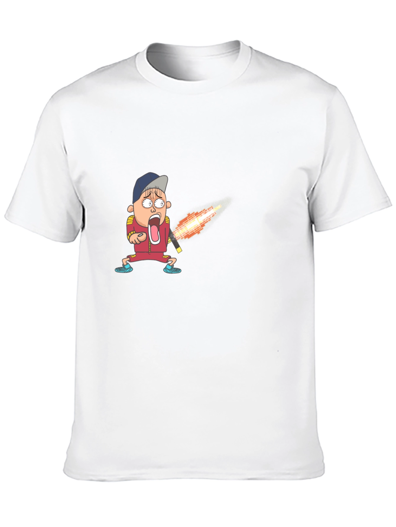 Cartoon Boy Fireball T-Shirt - Unique Graphic Tee