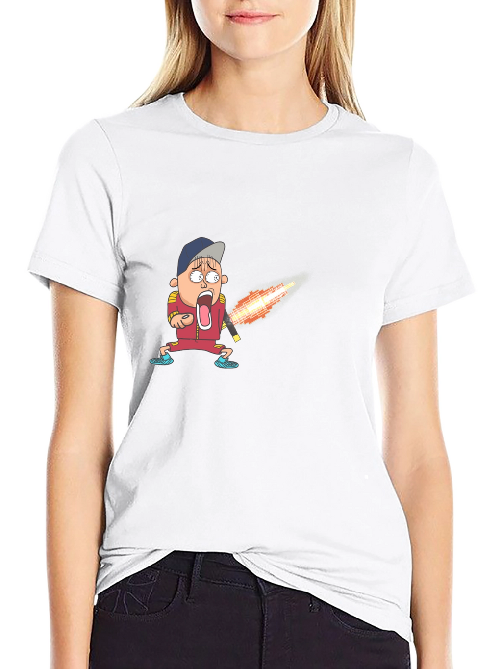 Cartoon Boy Fireball T-Shirt - Unique Graphic Tee