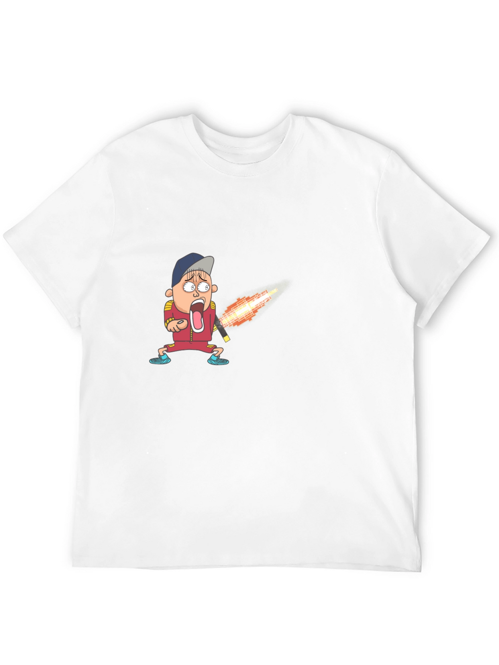 Cartoon Boy Fireball T-Shirt - Unique Graphic Tee