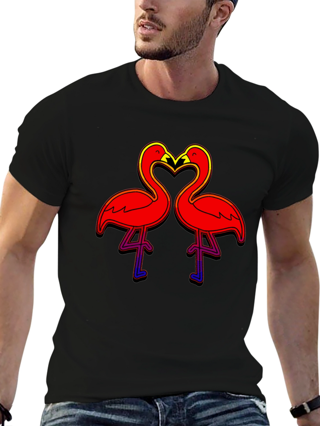 Flamingo Love Graphic T-Shirt - Bold Black Tee