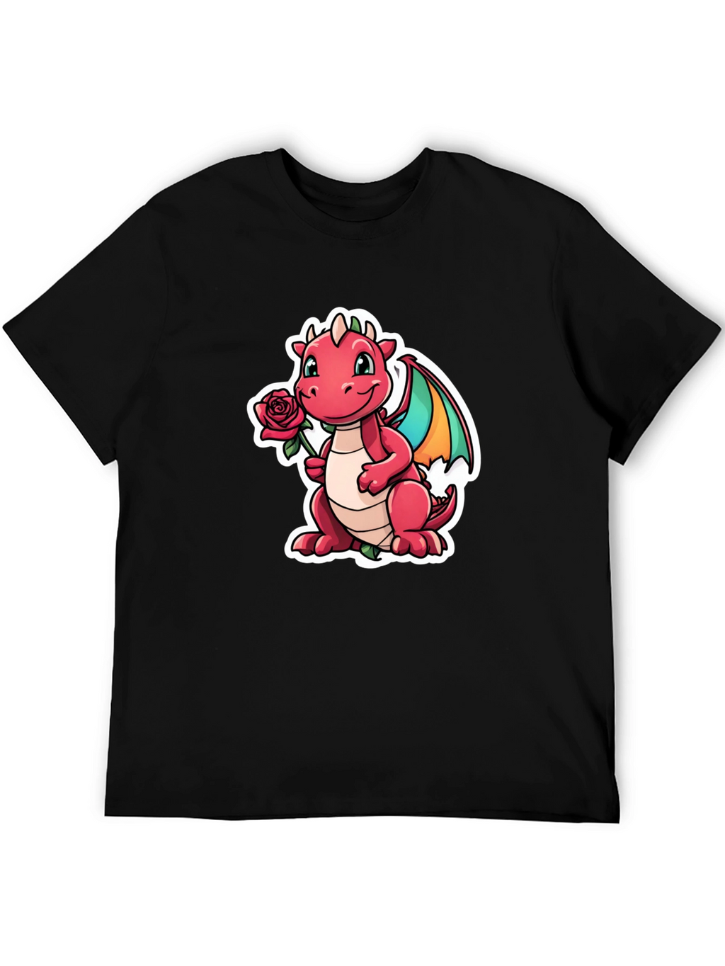 Cute Dragon Holding Rose Graphic Tee