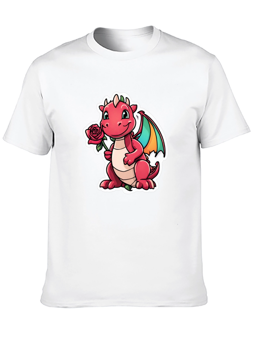 Cute Dragon Holding Rose Graphic Tee