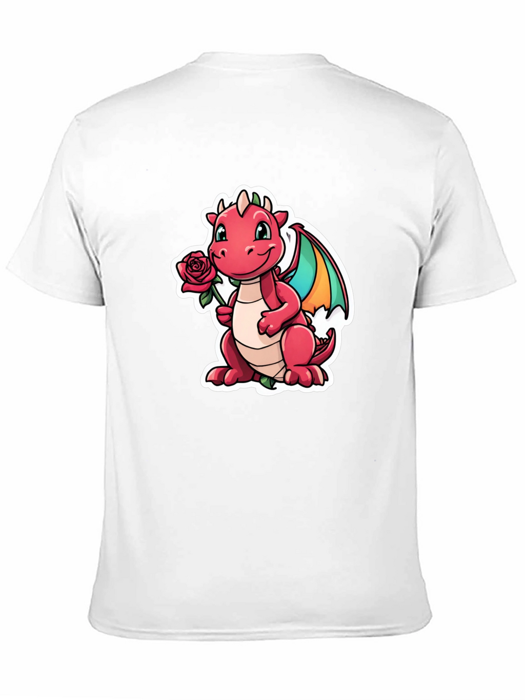 Cute Dragon Holding Rose Graphic Tee