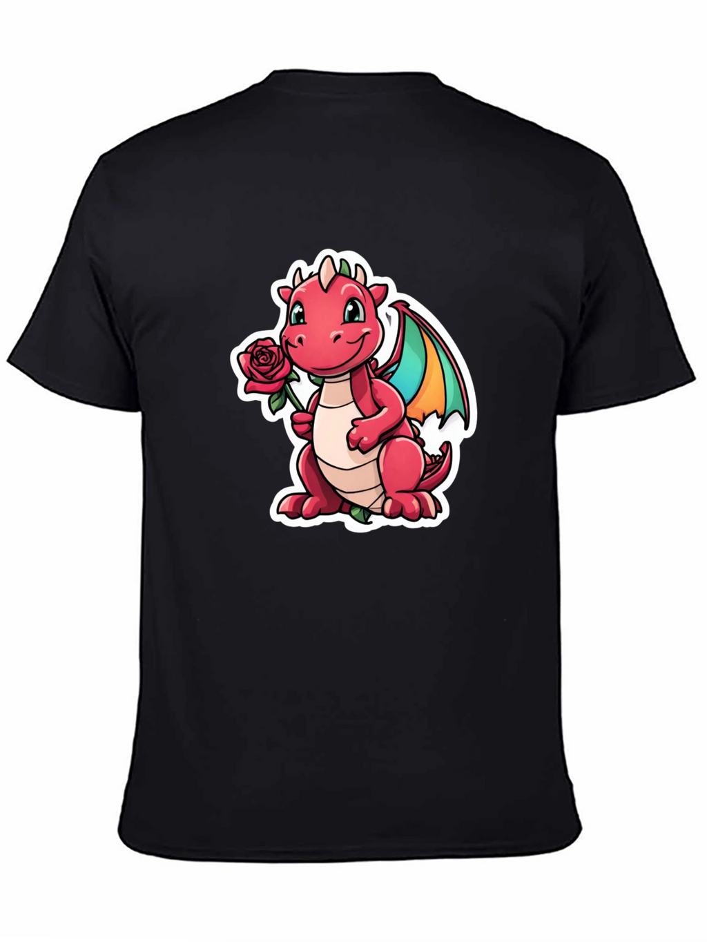 Cute Dragon Holding Rose Graphic Tee
