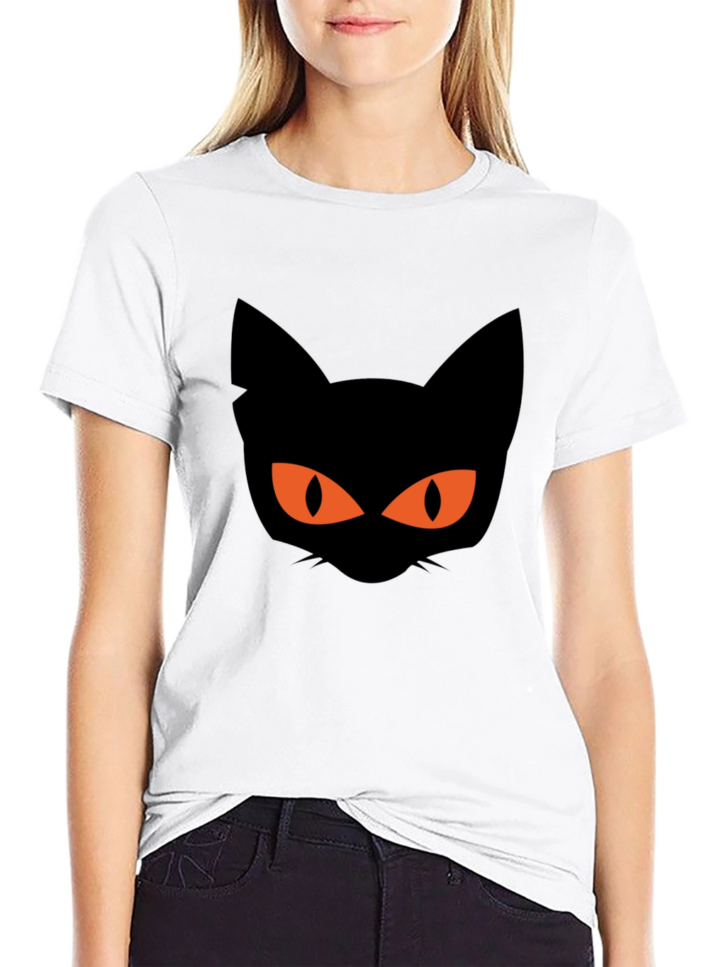 Black Cat Graphic Tee Halloween Shirt