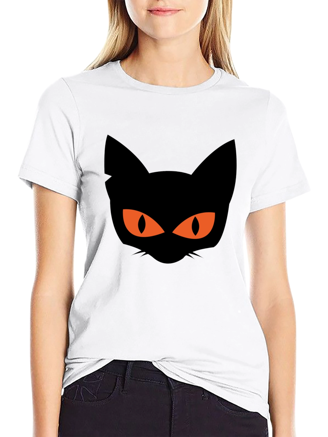Black Cat Graphic Tee Halloween Shirt