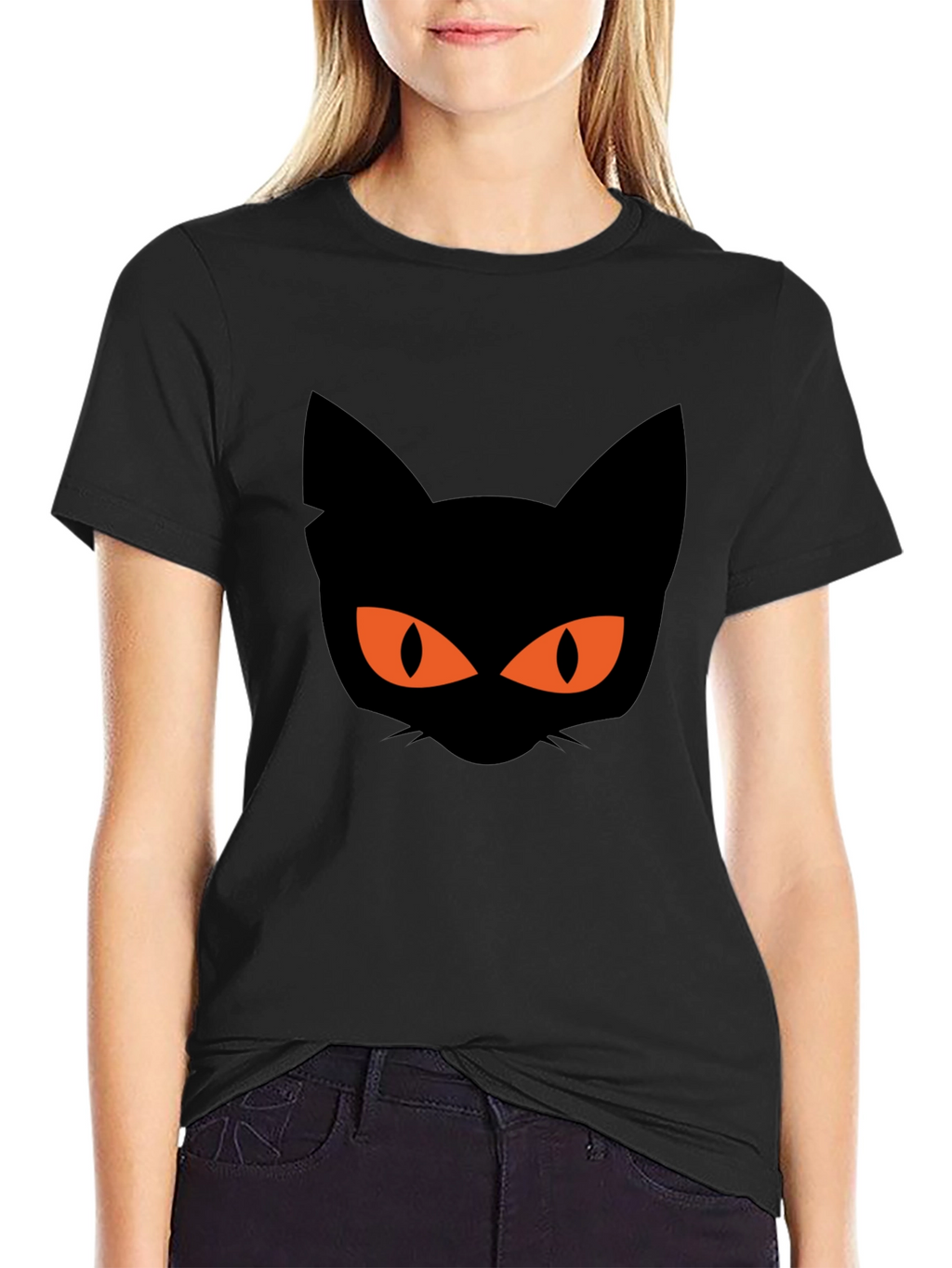 Black Cat Graphic Tee Halloween Shirt