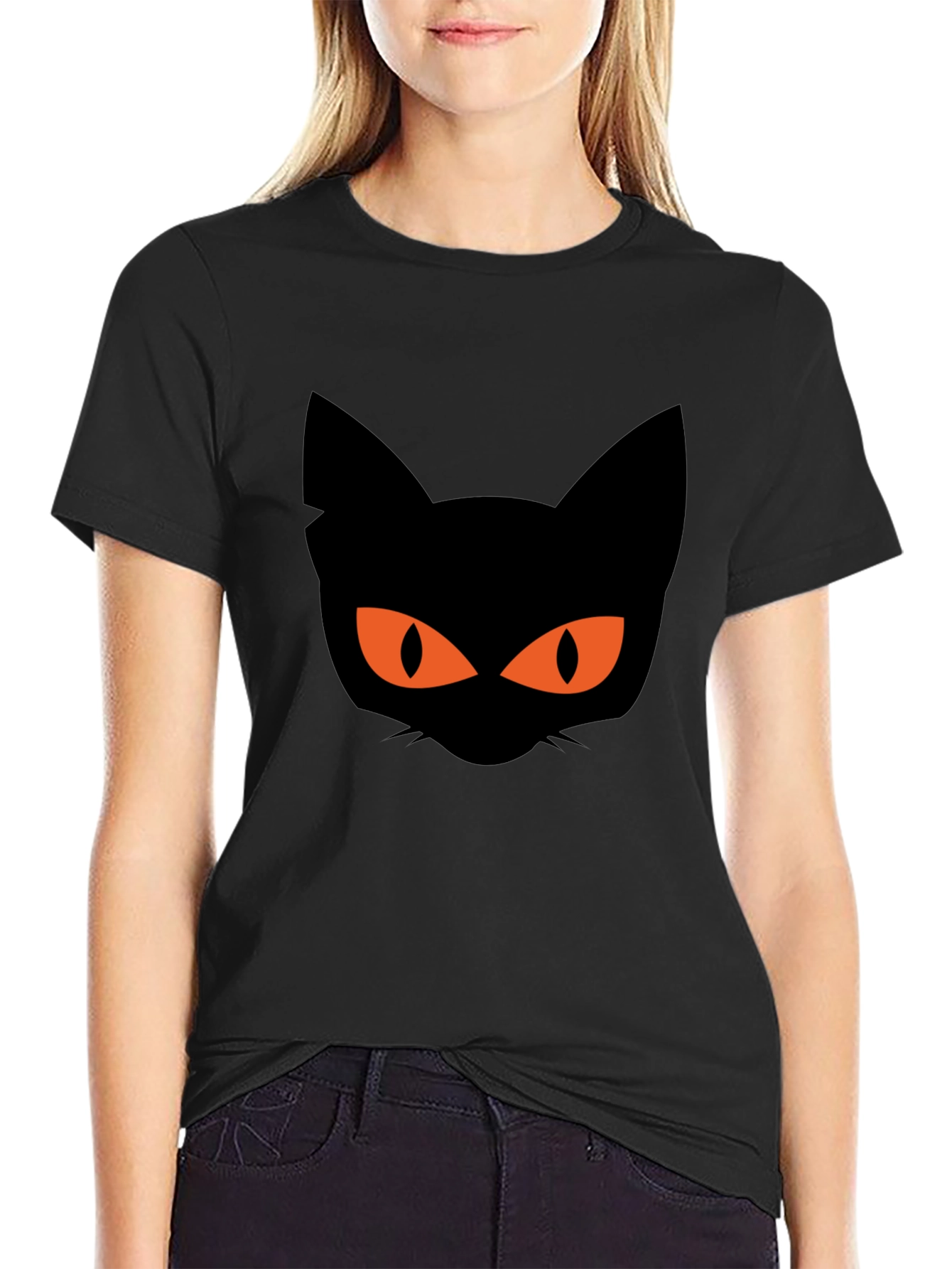 Black Cat Graphic Tee Halloween Shirt