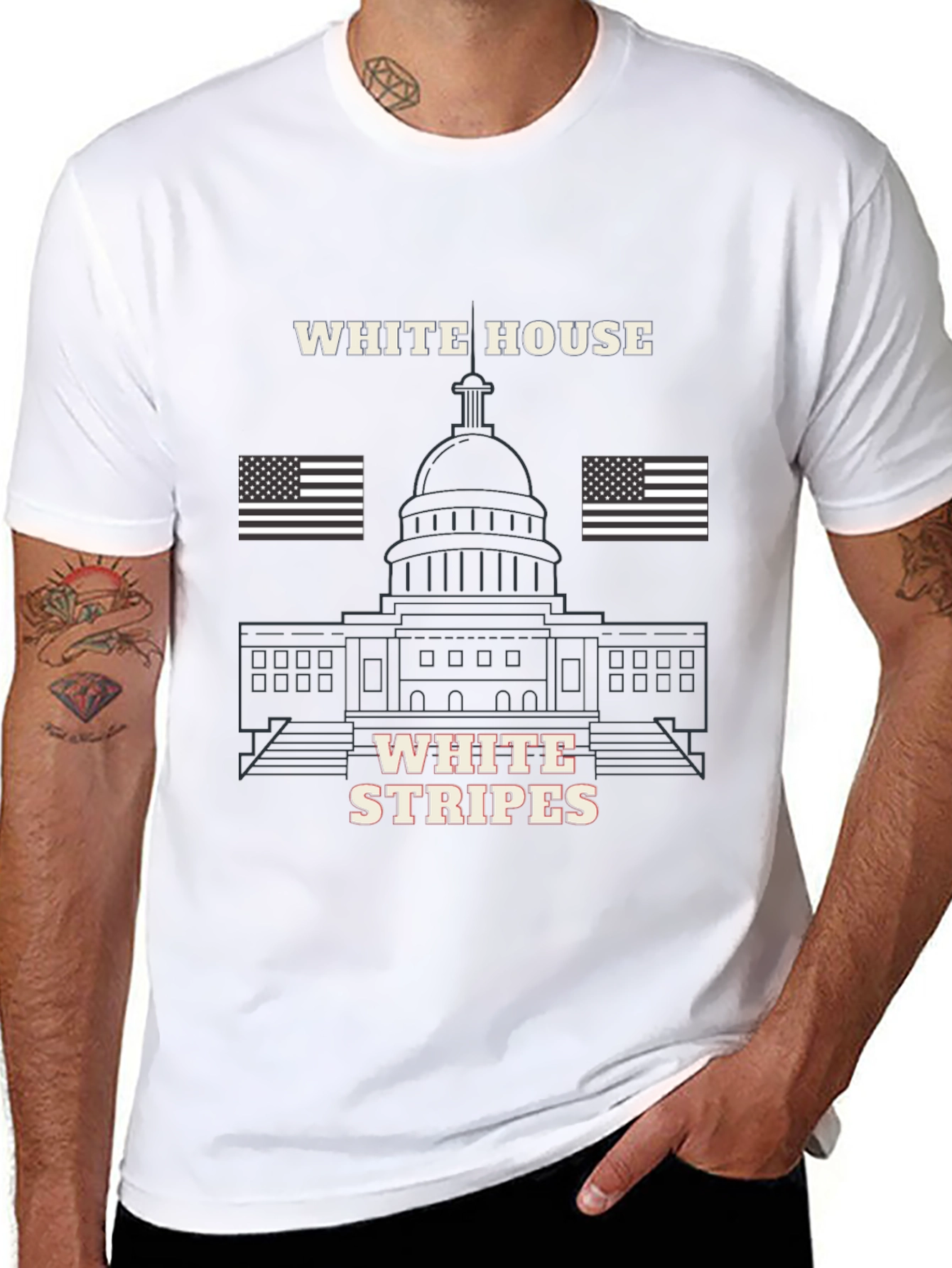 White House Stripes Graphic T-Shirt