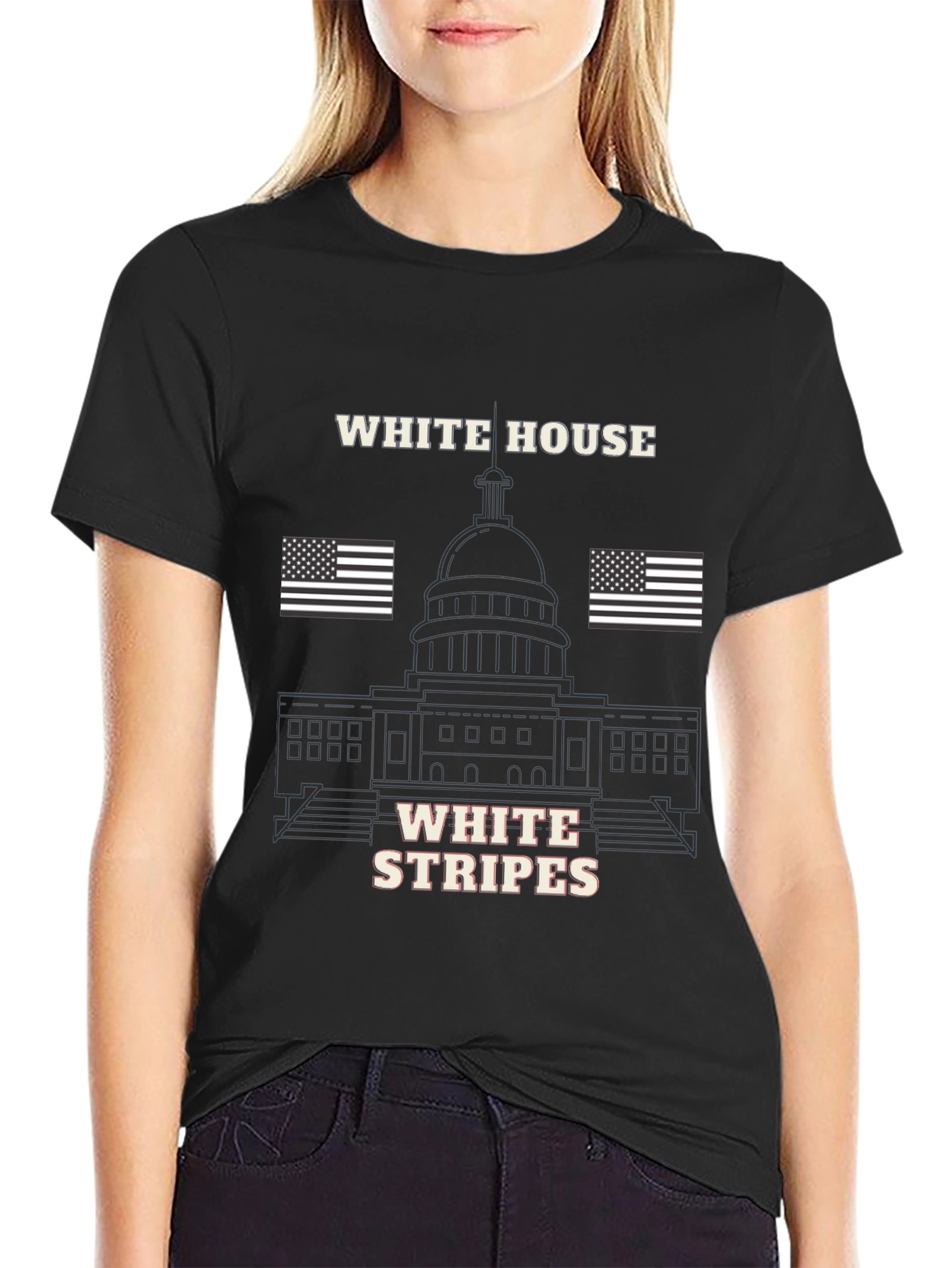 White House Stripes Graphic T-Shirt