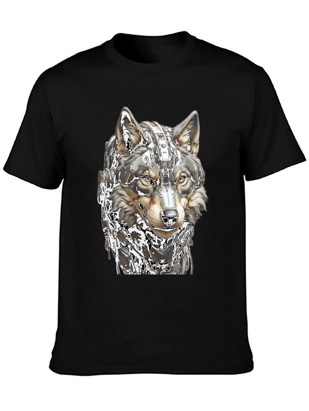 Cyber Wolf T-Shirt - Futuristic Animal Graphic Tee