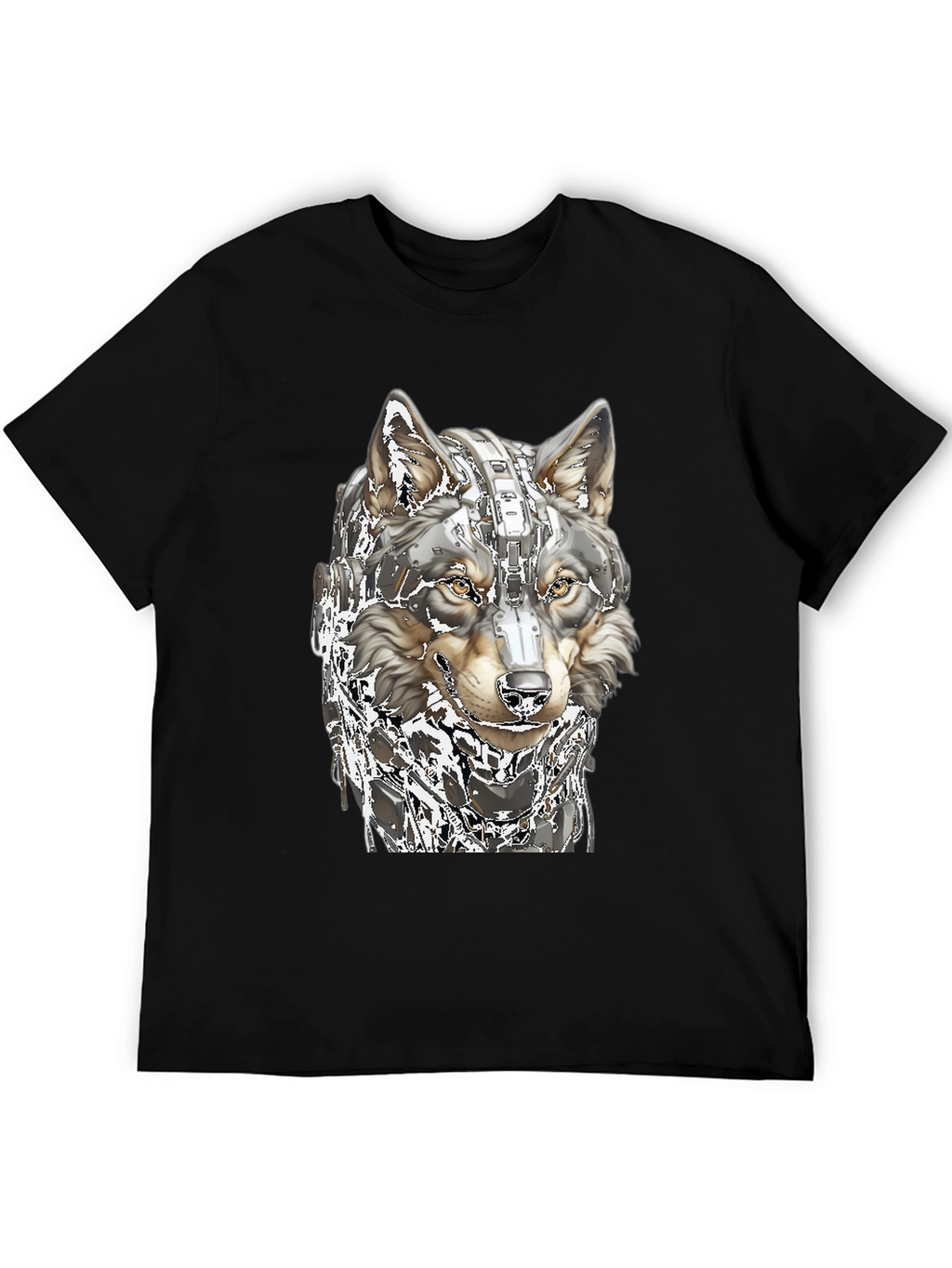 Cyber Wolf T-Shirt - Futuristic Animal Graphic Tee