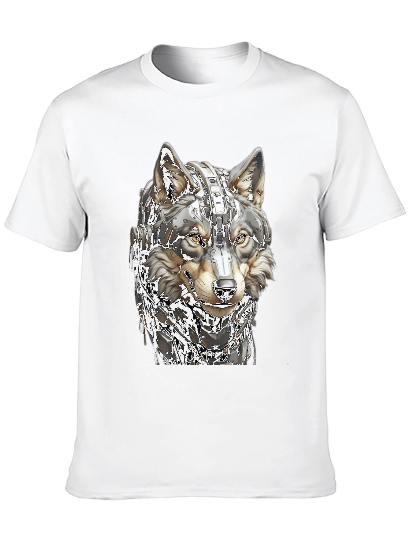 Cyber Wolf T-Shirt - Futuristic Animal Graphic Tee