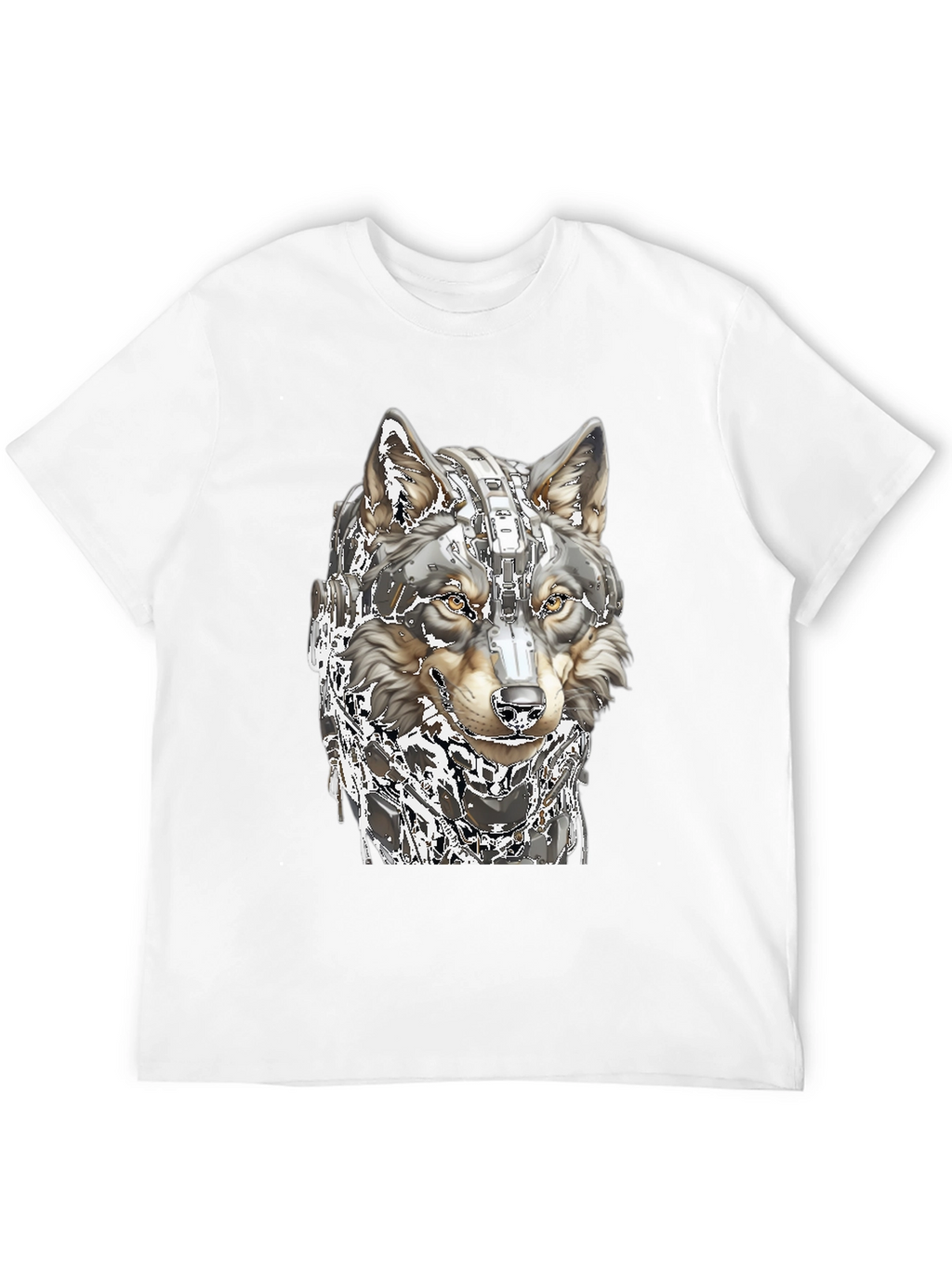 Cyber Wolf T-Shirt - Futuristic Animal Graphic Tee