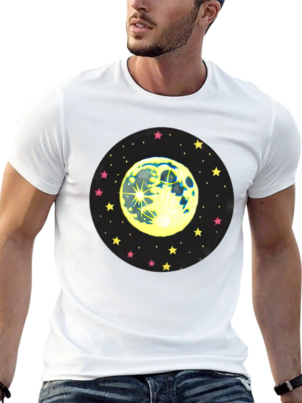 Moon and Stars Graphic Black T-Shirt