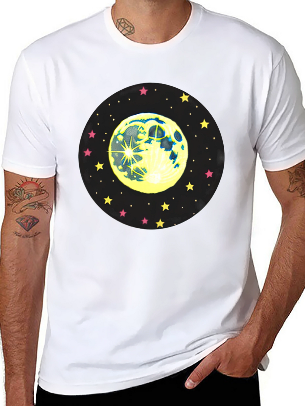 Moon and Stars Graphic Black T-Shirt