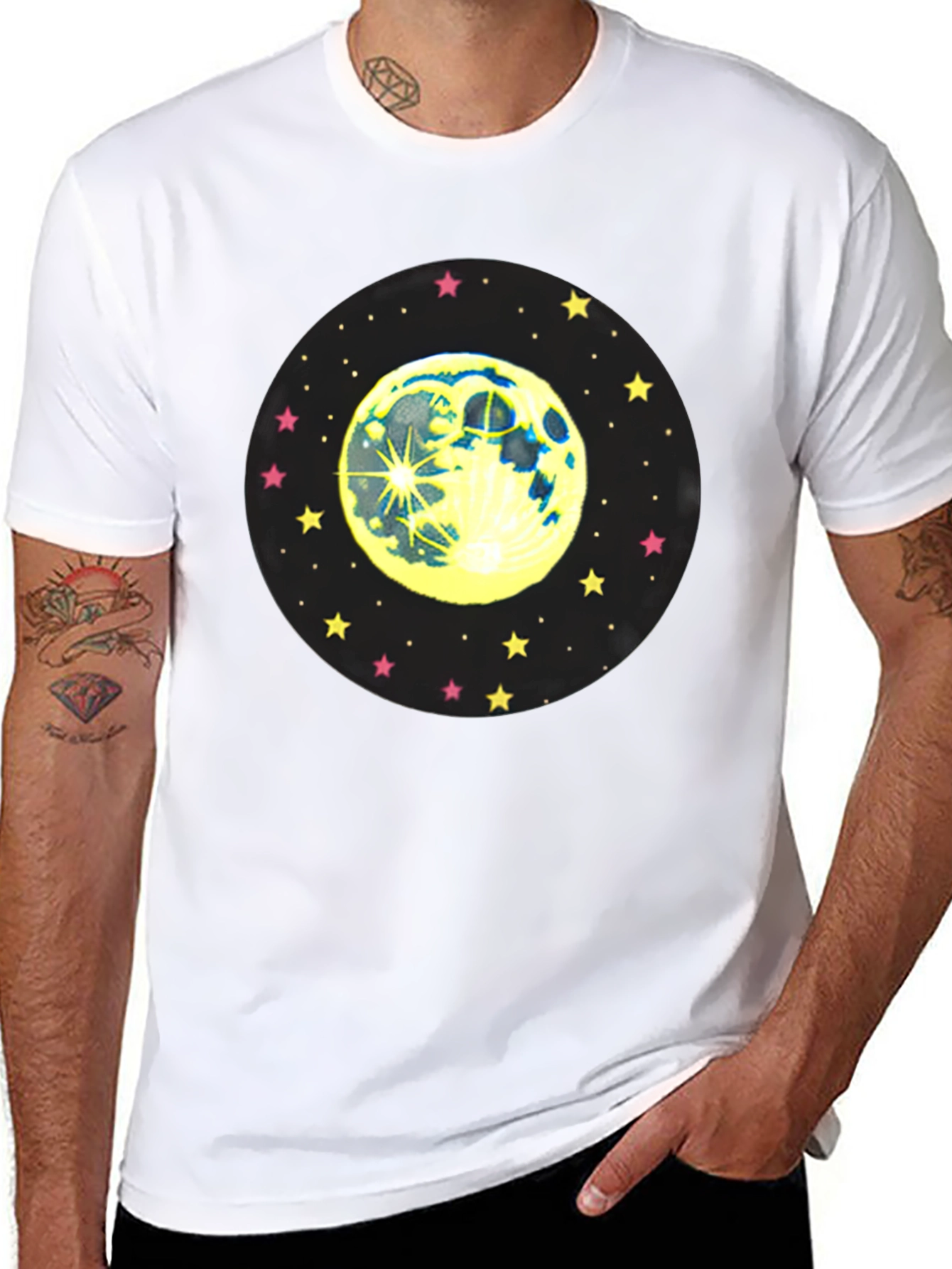 Moon and Stars Graphic Black T-Shirt