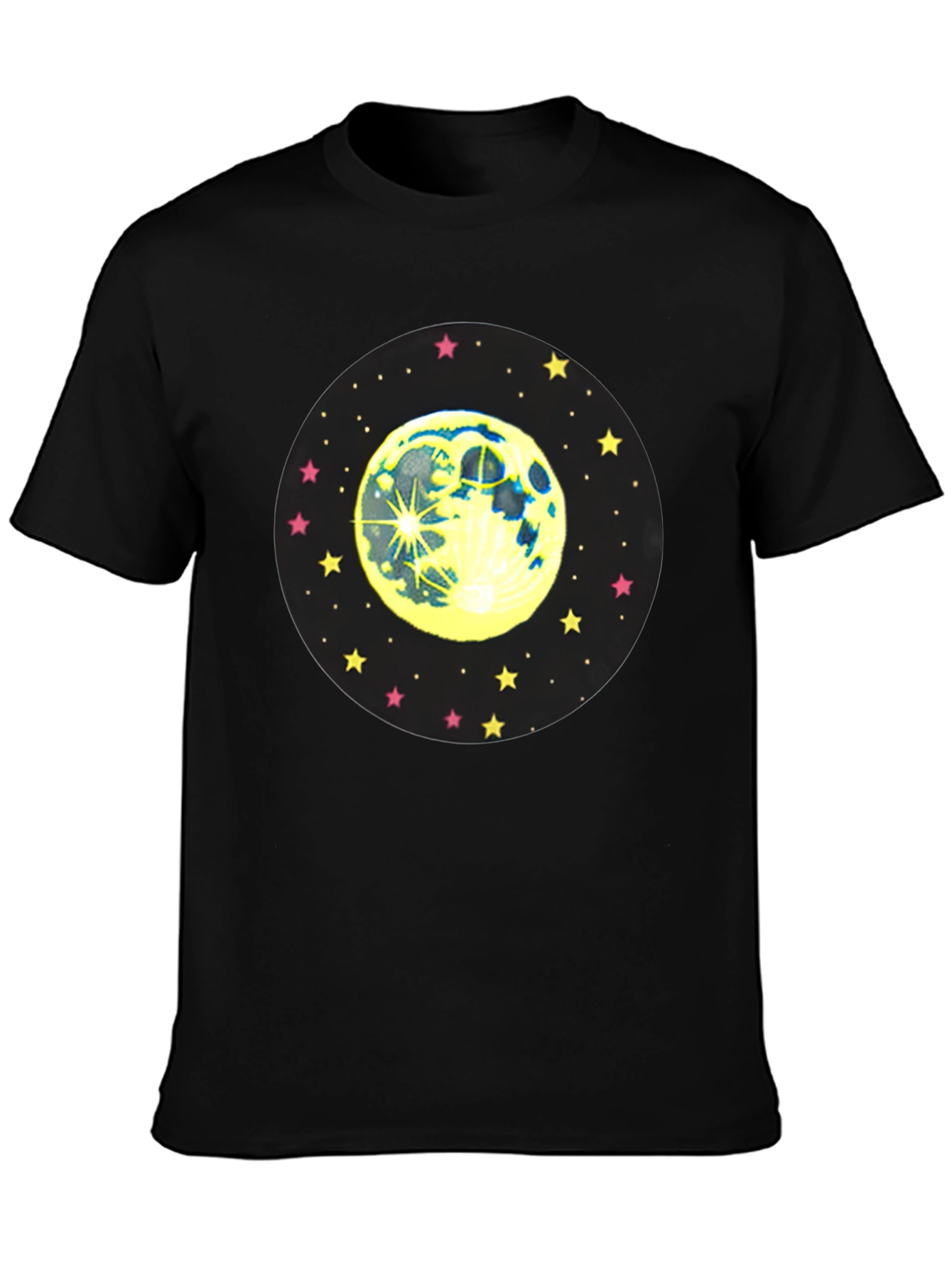 Moon and Stars Graphic Black T-Shirt