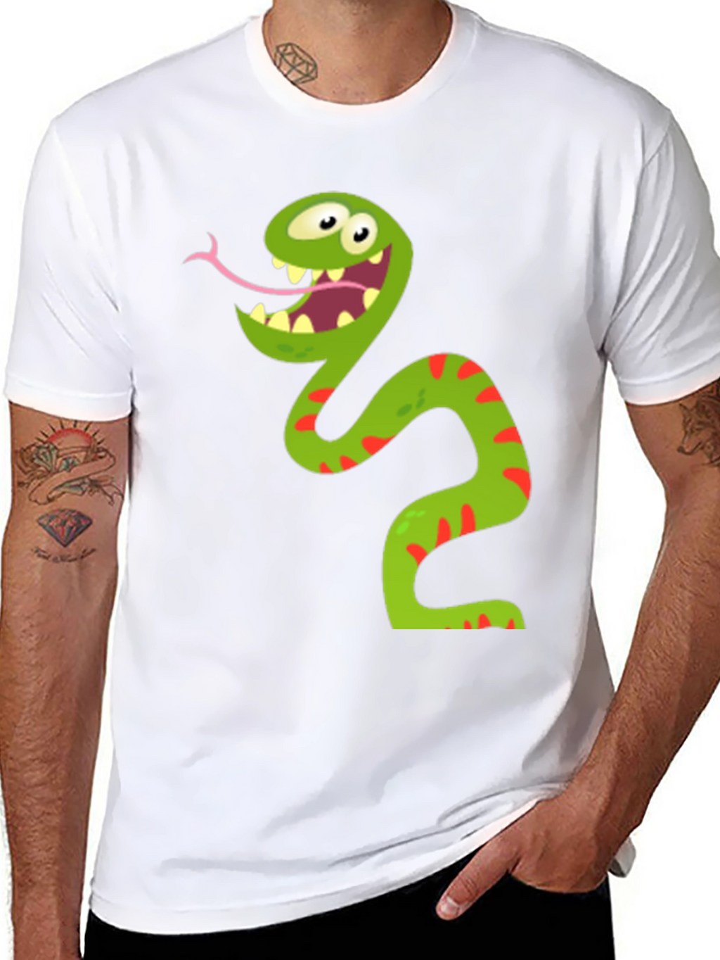 Funny Snake Graphic Tee - Mens Black T-Shirt