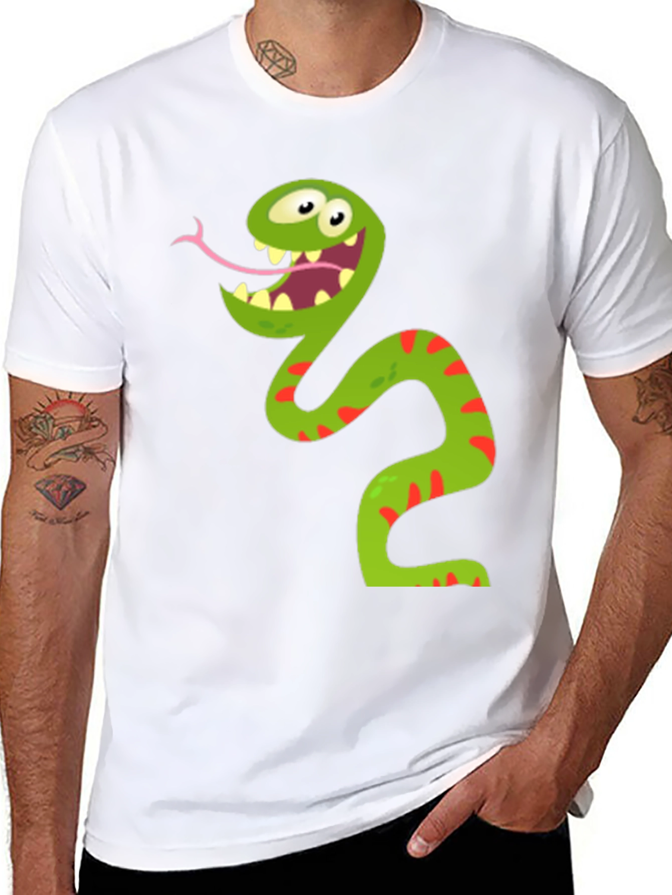 Funny Snake Graphic Tee - Mens Black T-Shirt