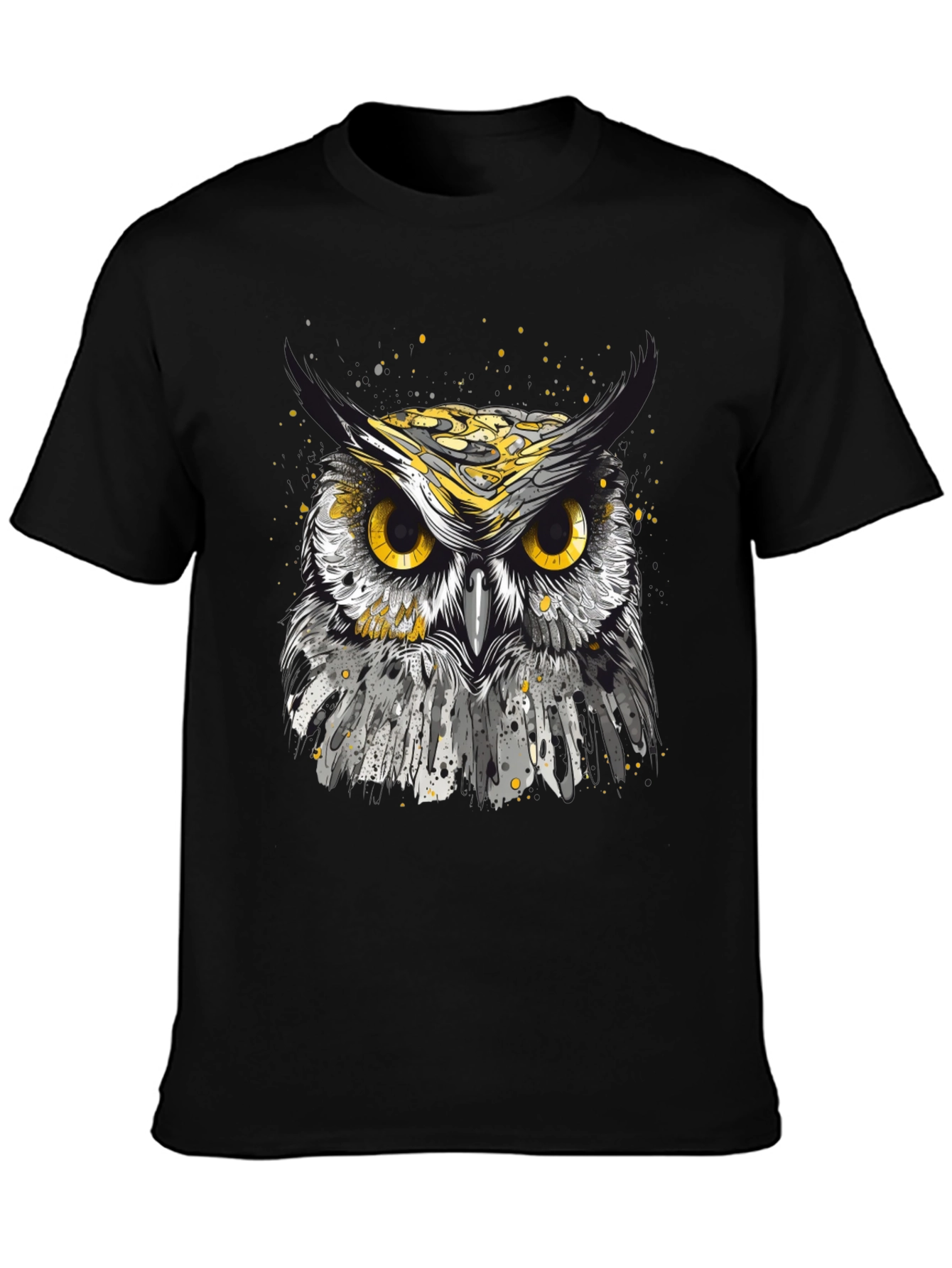 Owl Graphic T-Shirt - Black Cotton Tee for Men