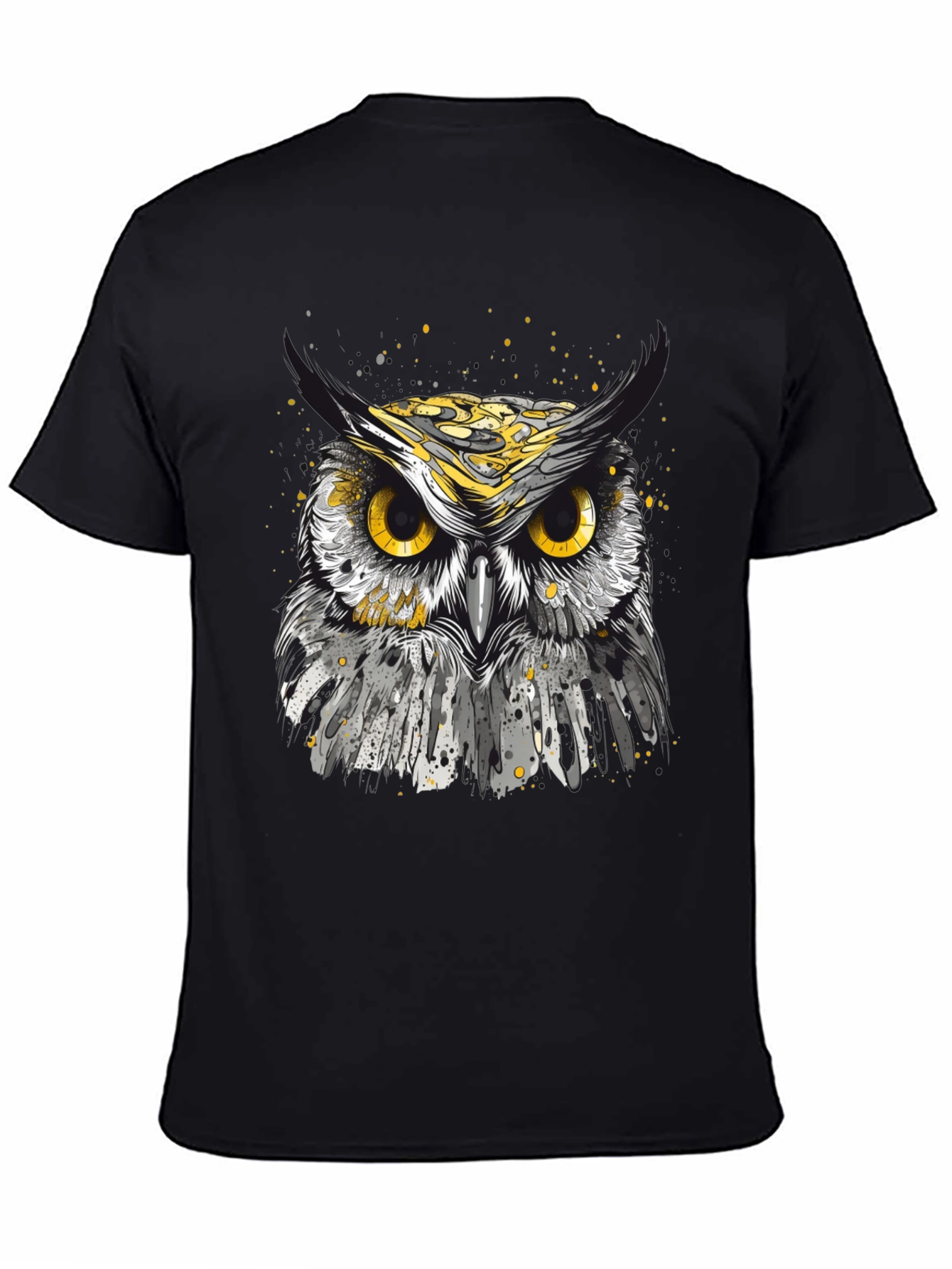 Owl Graphic T-Shirt - Black Cotton Tee for Men