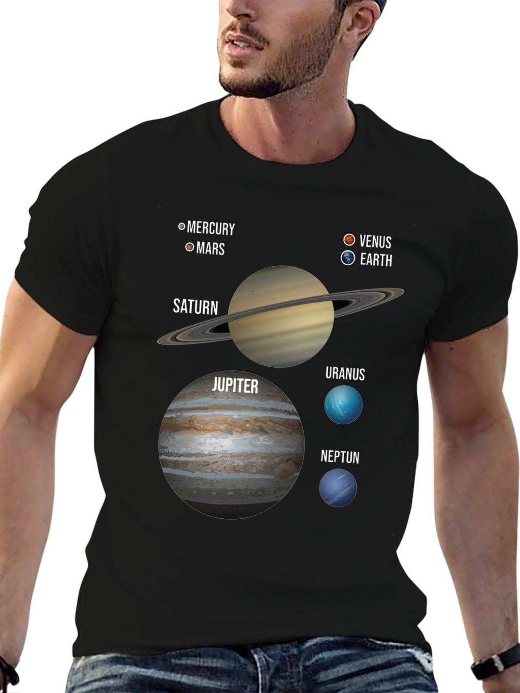 Solar System Planets Graphic T-Shirt Space Tee