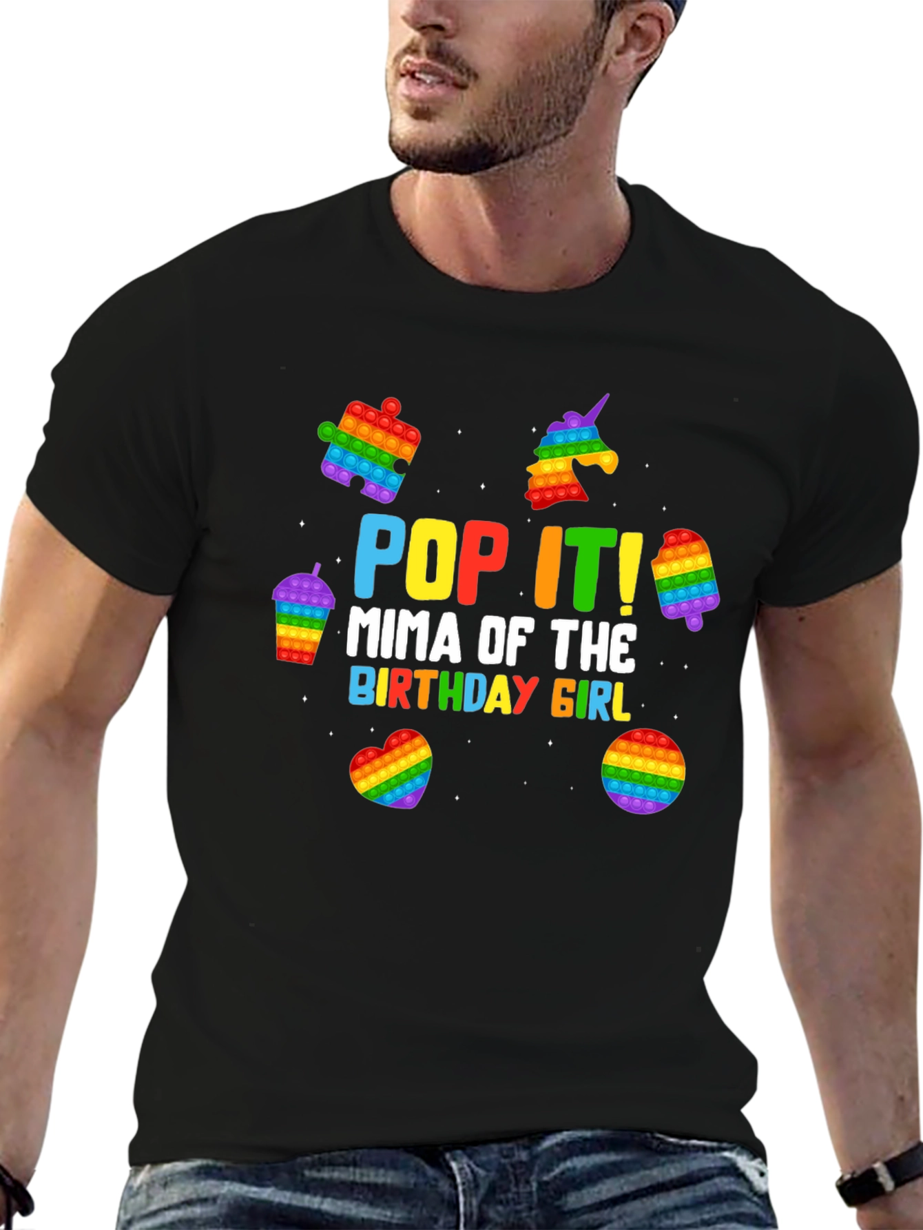 Pop It Mima Birthday Girl Black T-Shirt