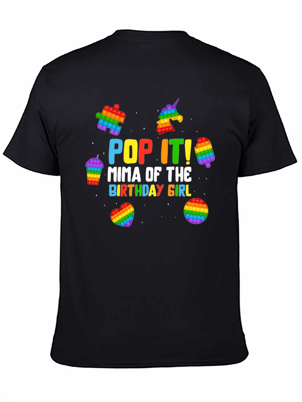 Pop It Mima Birthday Girl Black T-Shirt