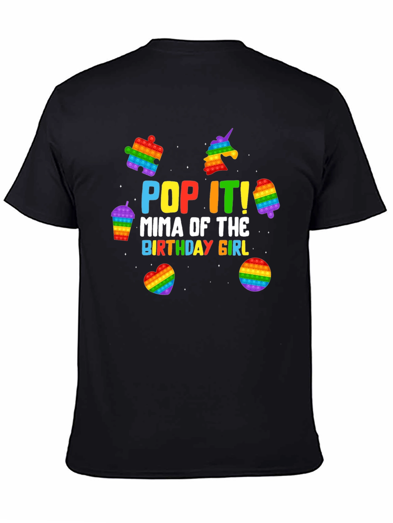 Pop It Mima Birthday Girl Black T-Shirt