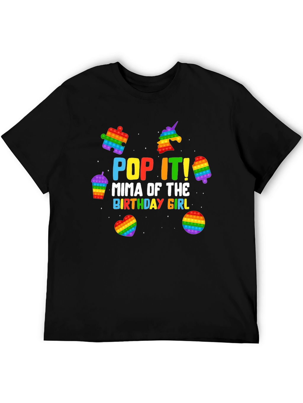 Pop It Mima Birthday Girl Black T-Shirt
