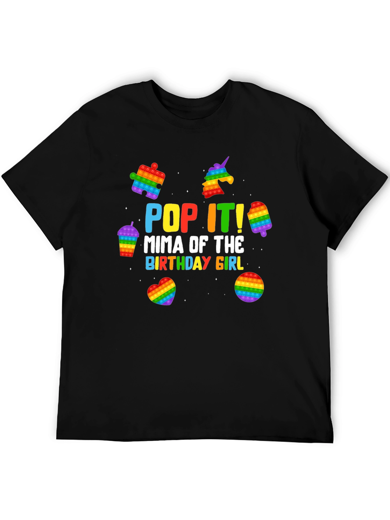 Pop It Mima Birthday Girl Black T-Shirt