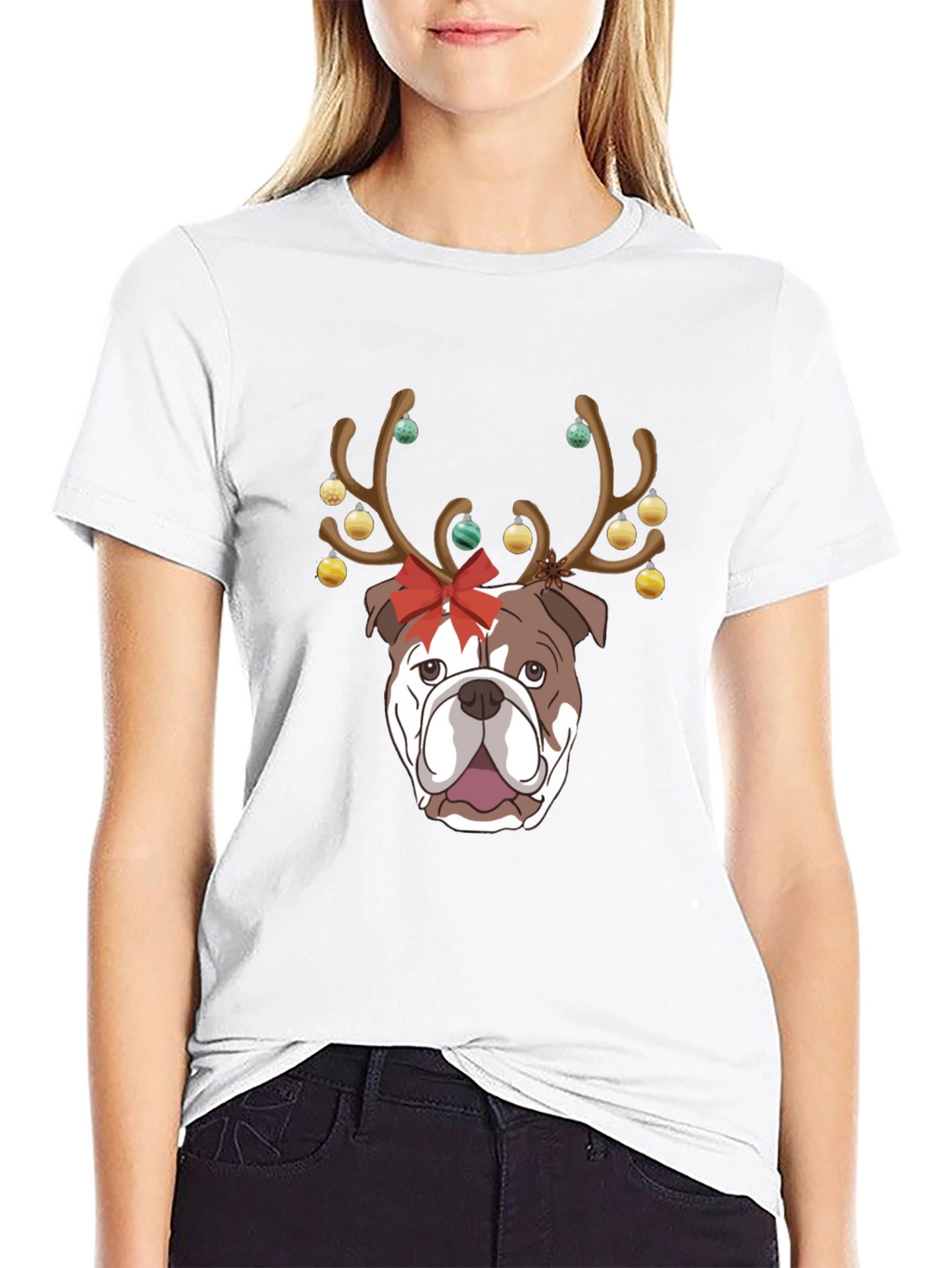 Festive Bulldog Christmas T-Shirt
