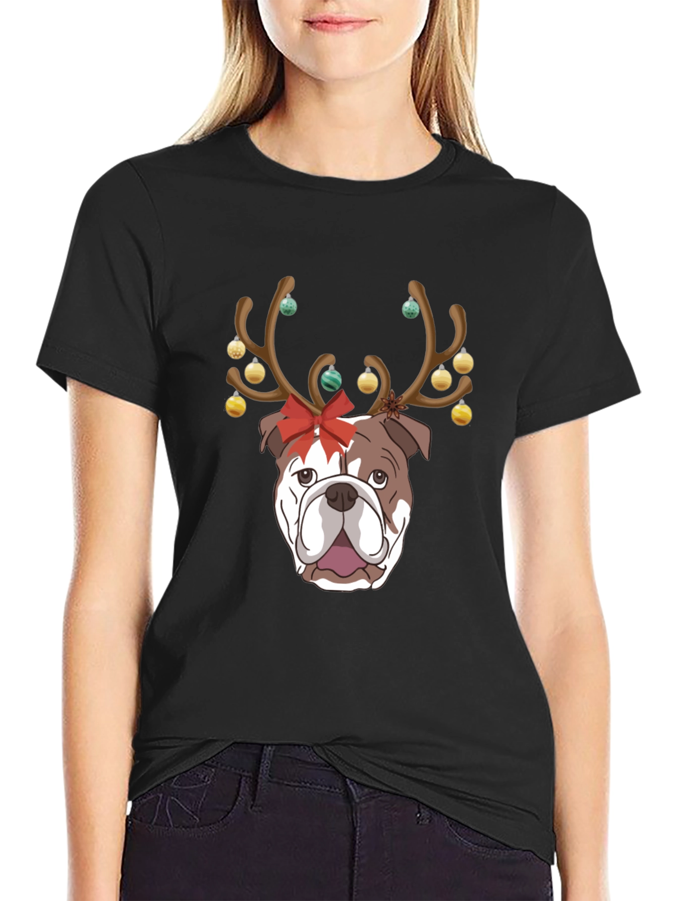 Festive Bulldog Christmas T-Shirt