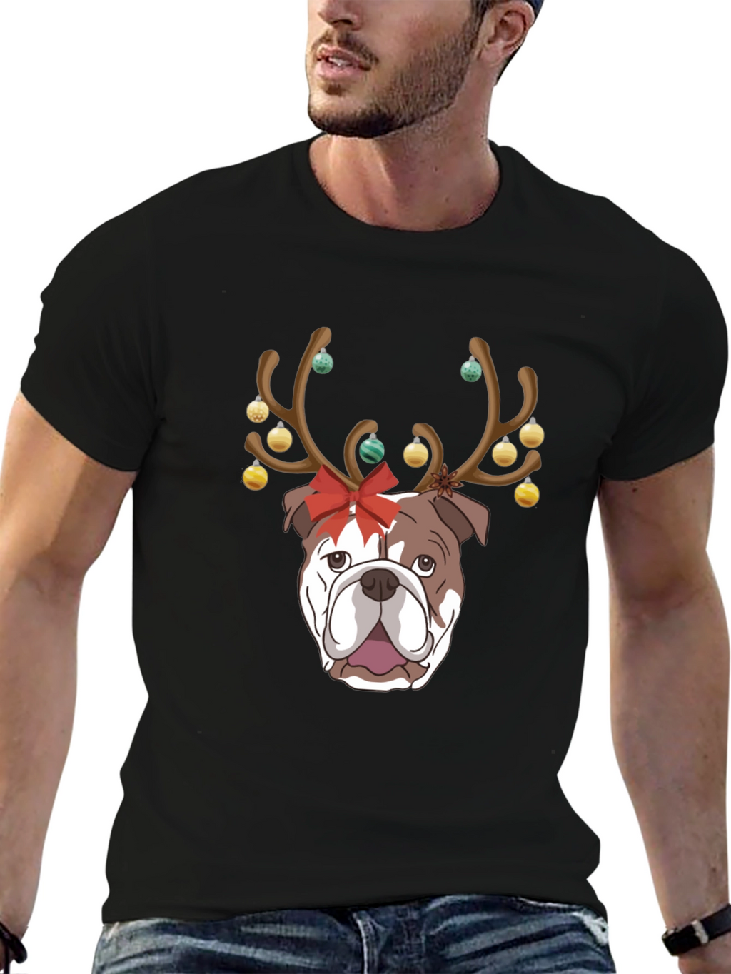 Festive Bulldog Christmas T-Shirt